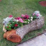 DIY ιδέες με παρτέρια από κορμούς δέντρου18